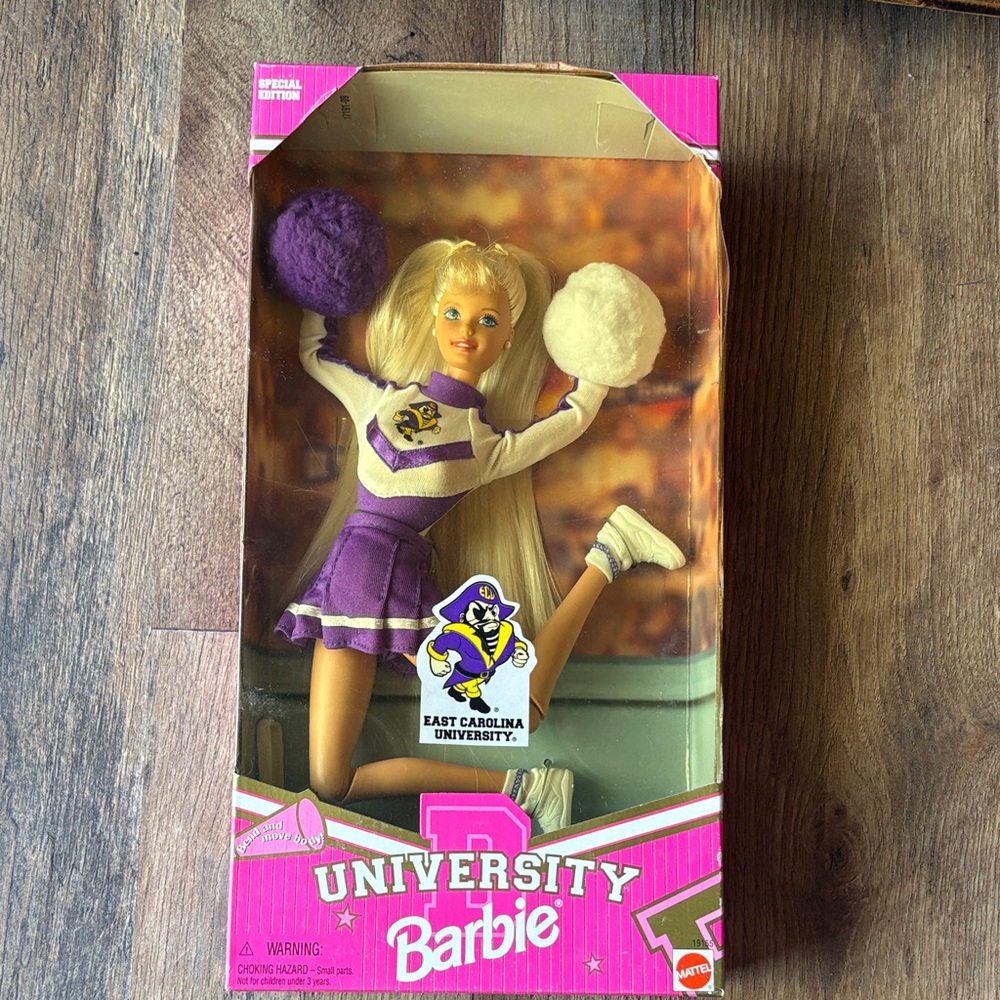 East Carolina University Barbie Cheerleader Doll 1996 Mattel 19155